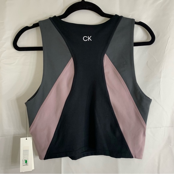 NWT Calvin Klein Performance Colorblock Crop Top, size L - Picture 9 of 10